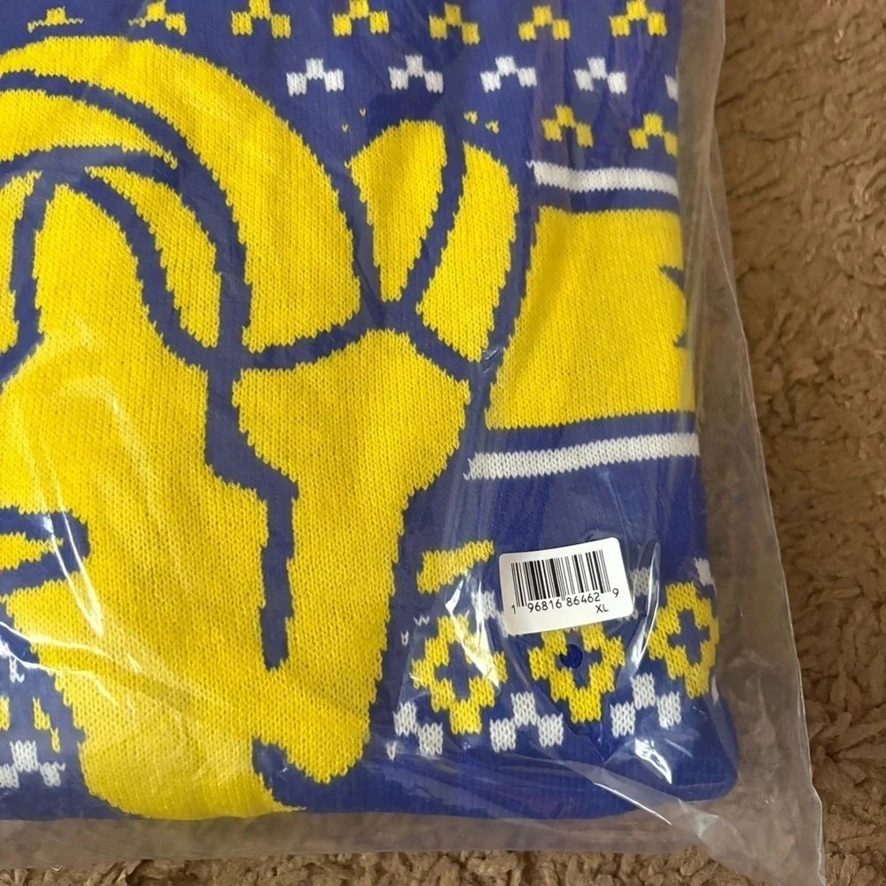 Los Angeles Rams Ugly Christmas Sweater NEW XL Blue Yellow FOCO NFL Football
